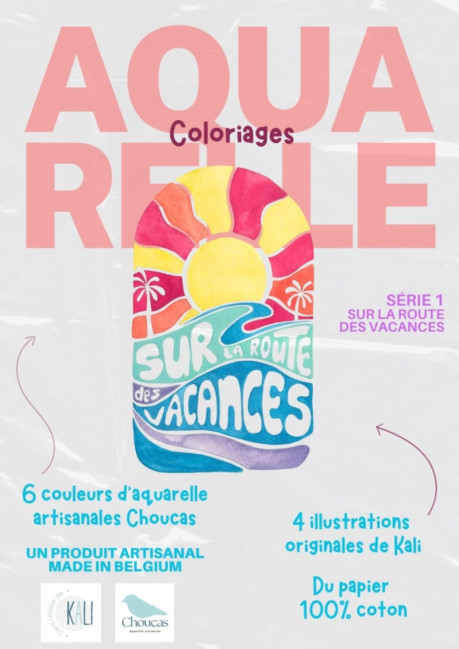 Kit coloriage aquarelle - Sur la route des vacances 1/4 godets